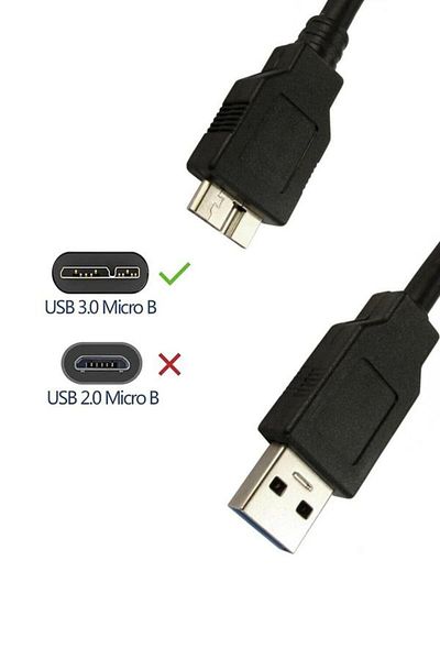 Other Usb 3.0 Cable From Micro A To B For External Hard Drives Seagate, Toshiba And Samsung Black