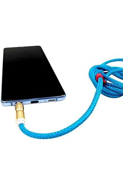Generic Universal 3.5mm Stereo Aux Cable 1M Blue, Flexible Braided Lead, Jack to Jack for Phone, Tablet, Car