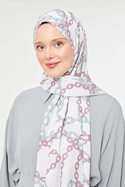 Levidor Çağla Green Chain Pattern Mono Shawl