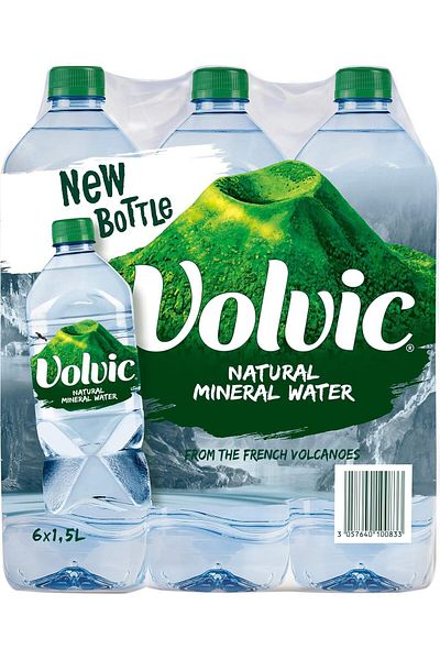 Volvic Natural Water, Mineral Drinking Water, Sustainably Sourced Water Bottle, Case Of 6 X 1.5L Vol