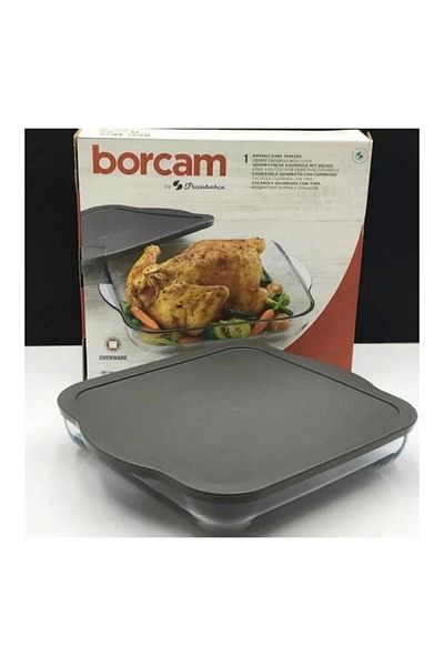 Paşabahçe 59024 Borcam Gray Oven Tray - 28x28cm with Lid