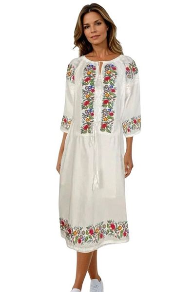 rody's forever Rochie traditionala dama R24, alb/verde , marimea XL