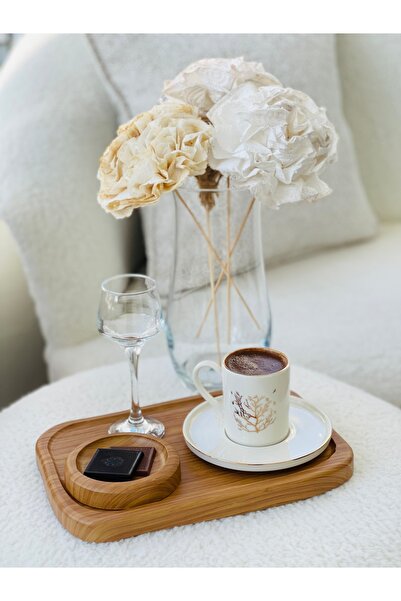 MajesteHome BambuForm Sunum Tepsisi – Doğal Bambu Dokulu MDF | 25x17 cm tepsi kahve fincan dekoratif