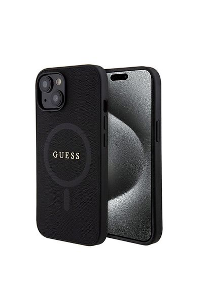 Guess Case for iPhone 15 - Guess Saffiano MagSafe (GUHMP15SPSAHMCK) - Black