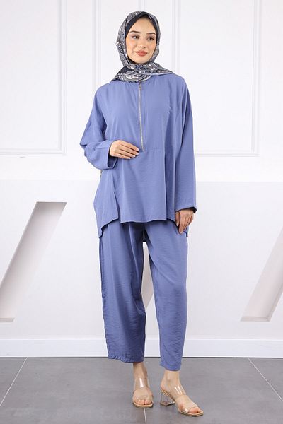 İmajButik Κοστούμι παντελόνι με φερμουάρ Indigo γιακά
