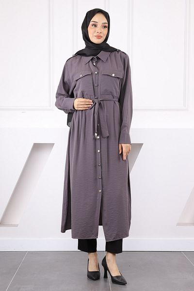 İmajButik Anthracite Tunic with Waist Belt