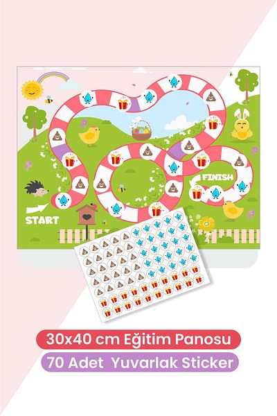 Piksel Grafik Nature Themed Fun and Educational Toilet Training Sticker Board 30X40 cm