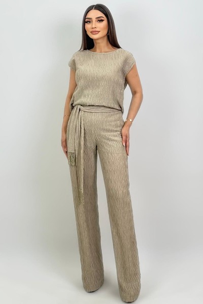 FEVER Dokulu saçak detaylı kuşaklı pantolon