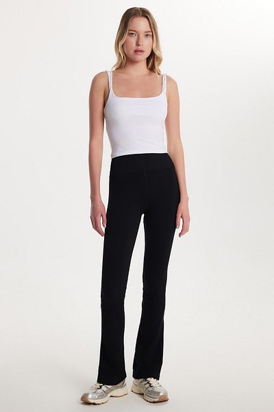 Tudors Women's Slim Fit Slim Fit Ribbed Skinny Leg Black Trousers