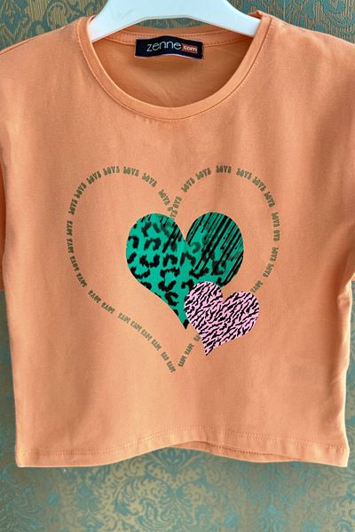 DPARİS Girl's Heart Printed T-Shirt