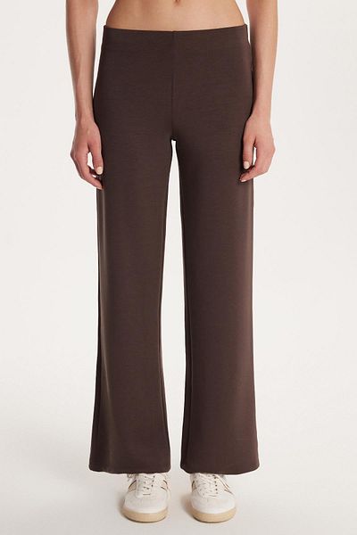 Tudors Women's Relax Fit Relaxed Cut Elastic Wide Leg Modal Brown Trousers