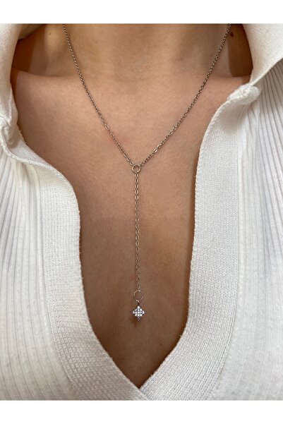 Arsaley Collection Taşlı kutup yıldızı charm çelik zincirli y kolye