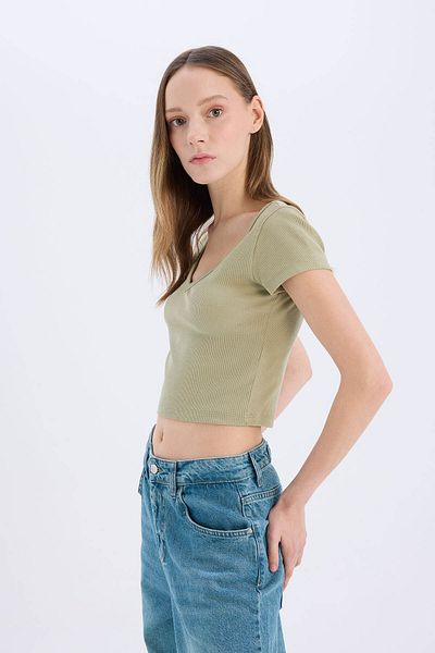 DeFacto Khaki Women's T-Shirt E0290Ax/Kh271