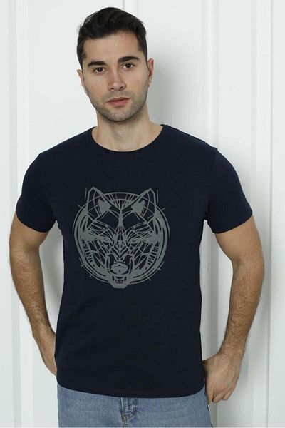 Tom John Ανδρικό T-Shirt Wolf Printed Σετ 3 MIXCOLOR