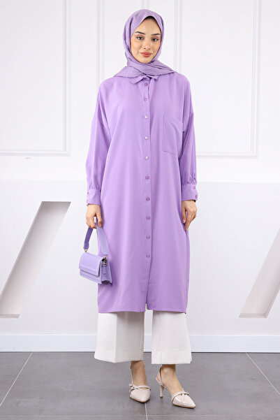 İmajButik Tunica de buzunar cu nasturi liliac