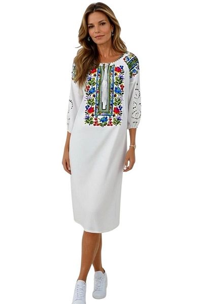 rody's forever Rochie traditionala dama R24, alb/mov , marimea 2XL