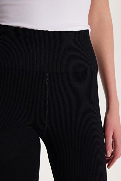 Tudors Women's Slim Fit Slim Fit Ribbed Skinny Leg Black Trousers