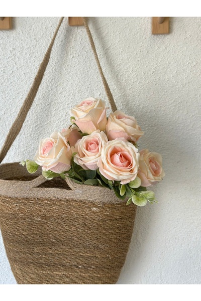 Decamor home 1. Quality Artificial Powder Pink Rose Bunch 45 cm