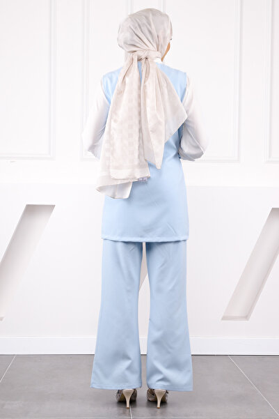 İmajButik Baby Blue πουκάμισο γιλέκο παντελόνι 3 τεμαχίων συνδυαστικό κοστούμι