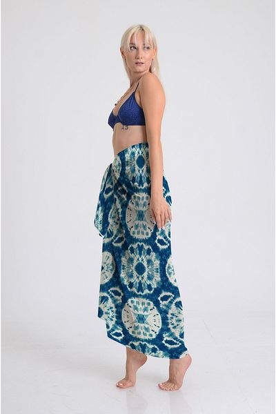 DESENİX Tie Dye and Wash Pattern Pareo - 100X145 cm - Silky Chiffon & Luxury Satin Fabric Option- Beach Dress