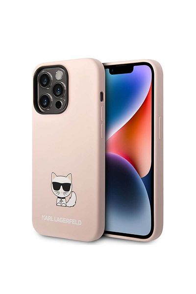 Karl Lagerfeld IPhone 14 Pro Case - Karl Lagerfeld Silicone (KLHCP14LSLCTPI) - Pink Choupette Body