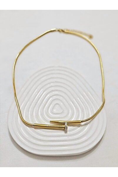 Roya Happiness TAŞLI ÇİVİ MODEL KOLYE ÇELİK GOLD GÜMÜŞ KADIN KOLYE ANNEYE EŞE...