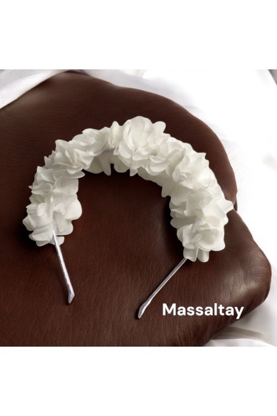 Massaltay Coroană pentru fetiță cu flori cu laser alb, coroană pentru evenimente