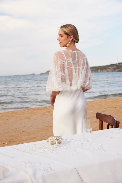 Penti Λευκό Peignoir με Δαντέλα Λεπτομέρεια