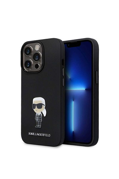 Karl Lagerfeld IPhone 14 Pro Case - Karl Lagerfeld Silicone (KLHCP14LSMHKNPK) - Ikonik Metal Pin