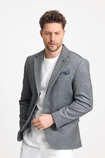 Frappoli Abrines Ανδρικό Μαύρο-Γκρι Βαμβακερό Lycra Stretch Fabric Slim Fit Sports Blazer Jacket