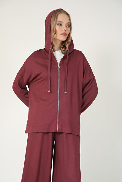 Suede Style 5804 - Stylish Comfortable Hooded Zippered Pants Women's Set