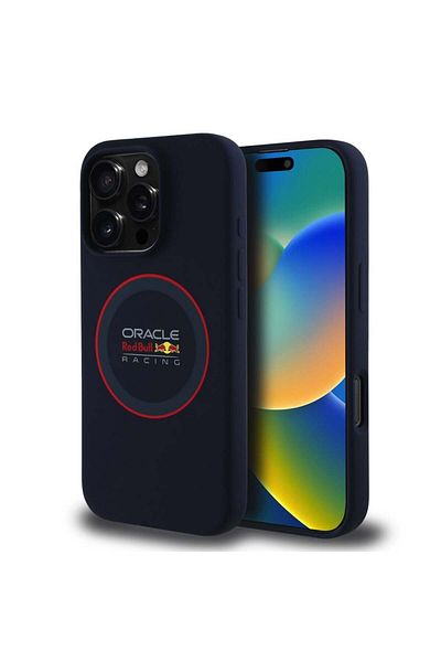 Red Bull Racing Case for iPhone 16 Pro Max - Red Bull Racing Silicone Red Ring MagSafe (RBHMP16X24SIILVR) - Navy