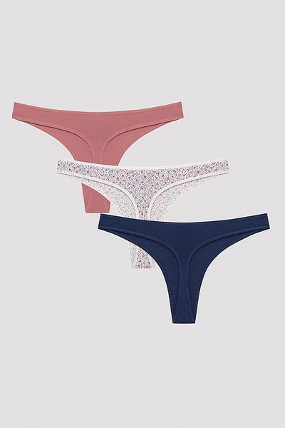 Penti Chiloți tip tanga, multicolori, 3 piese Dots Trial
