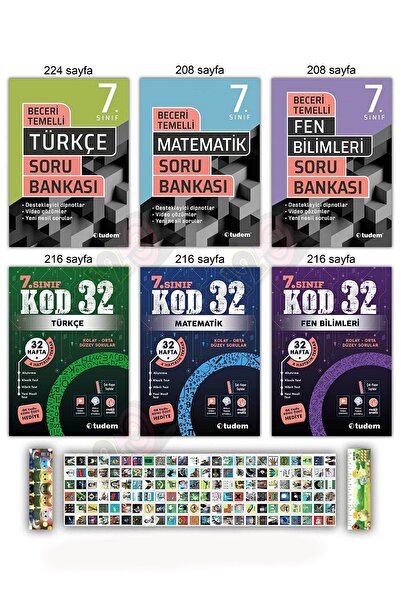 Tudem Yayınları 7. Sınıf Türkçe Matematik Fen Bilimleri Yeni Nesil Beceri Tem...