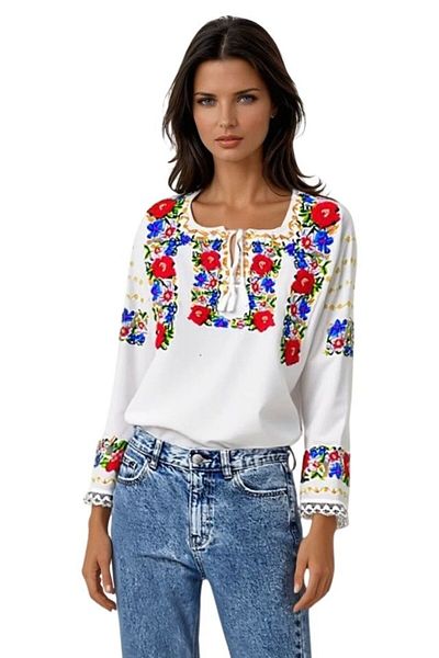 rody's forever Women's blouse type B23, off-white/grey, size 3XL