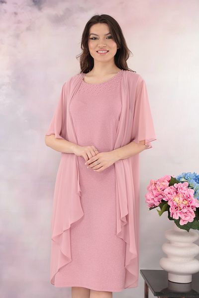 cupper Elegant pink lurex dress with removable cape