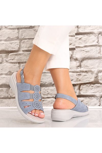 MODA STİL Sandale Dama Cu Platforma Albastre Din Piele Ecologica Assisa, 36