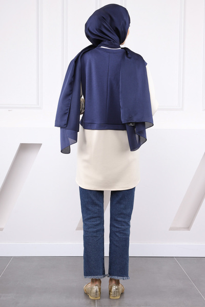 İmajButik Μπλέ μανίκι με δέσιμο φούτερ