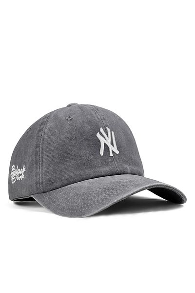 BlackBörk Vintage Baseball Gray Cap with Ny Embroidery