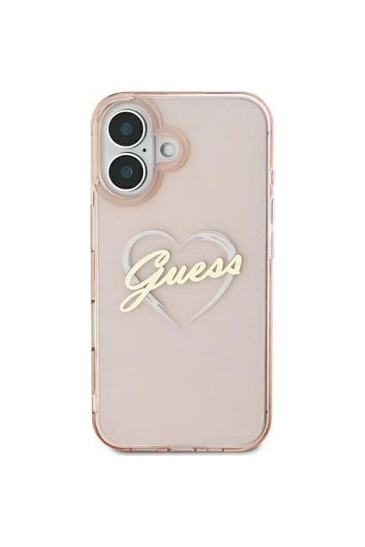 Guess Case for iPhone 16 - Guess Hardcase IML Heart (GUHCP16SHCHGSPP) - Pink