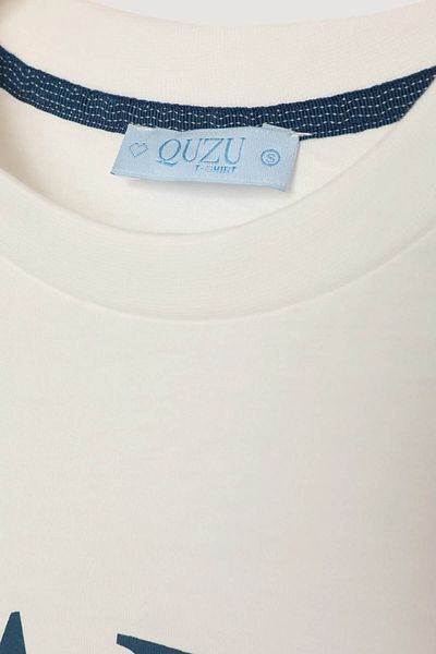 Quzu تي شيرت نسائي مطبوع عليه نص إكرو TSH00505