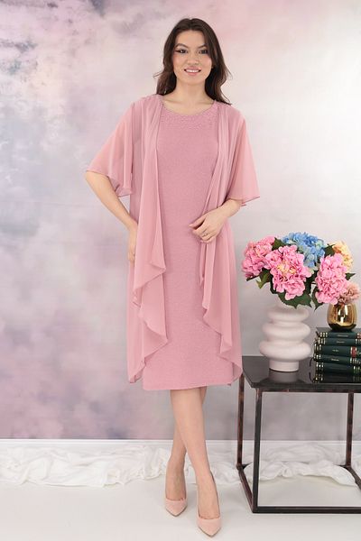 cupper Elegant pink lurex dress with removable cape