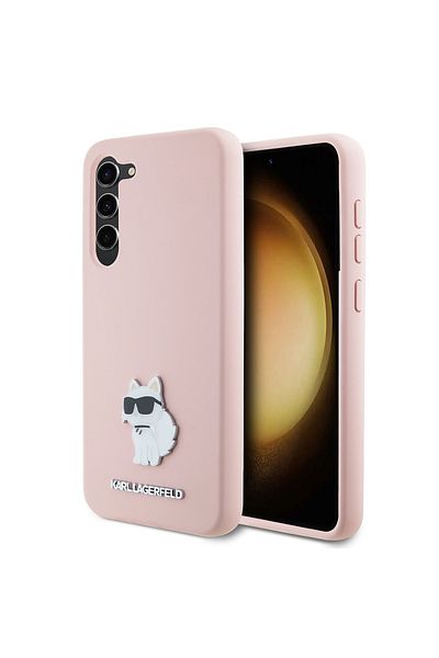 Karl Lagerfeld Carcasă pentru Samsung Galaxy S23 - Karl Lagerfeld Silicon (KLHCS23SSMHCNPP) - Pin metalic Choupette roz