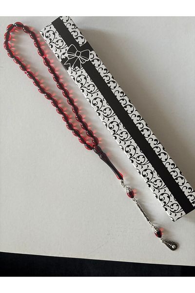 DİBA AVM Fire Red Rosary Boxed Rosary Gift Tesbi̇h