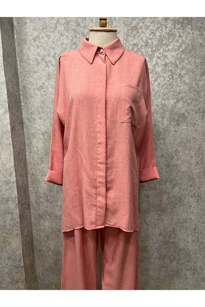 Rumella 25Y4266 Suit Tunic Trousers Buttoned Single Pocket Pink