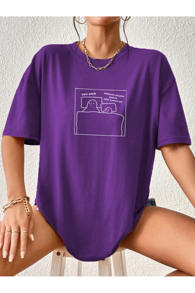 STUFF İSTANBUL Dormi acum Tricou alb cadou unisex cu citat amuzant imprimat