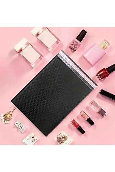 tify Patpatlı Balonlu Kargo Poşeti, Bantlı Siyah E Ticaret Poşeti 5 Adet 25X35+5