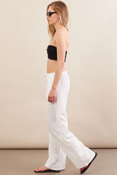 Cool & Sexy Women's White Waist Lace-Up Pants Zh105