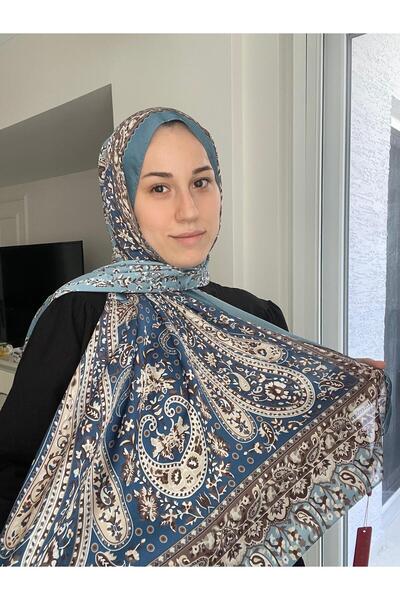 LuvenSara Indian Silk Shawl D.2 - Blue/Mink