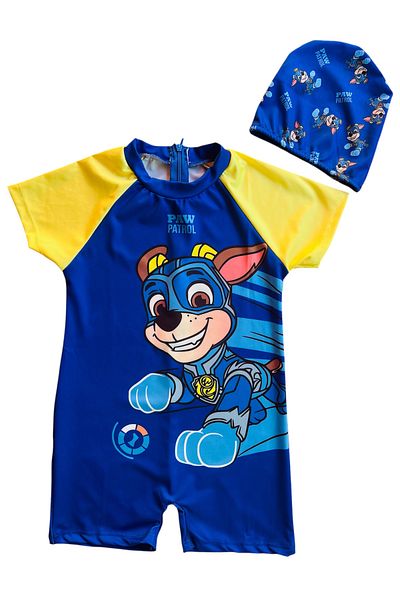 YUMİYUMM Boy's Blue Bonnet Jumpsuit Swimsuit